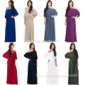 Boho White Maxi Dress Image Sexy One Shoulder Flowy Casual Scoop Neck 3/4 Short Sleeve Maxi Dress For Muslim Mother Of The Bride